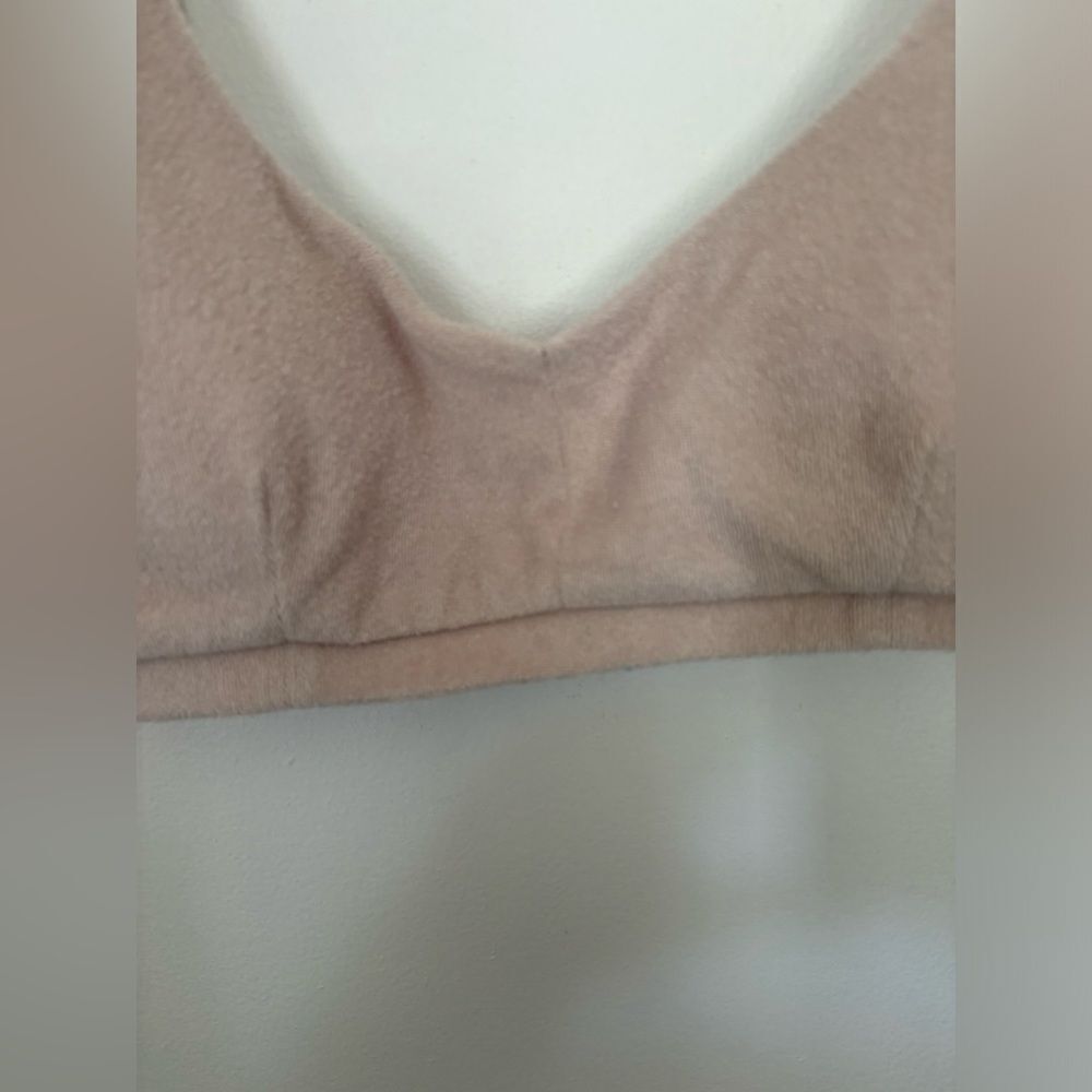 Bar III Cotton Terry Ruffle Strap Crop Top Size Small Tan - Picture 5 of 8